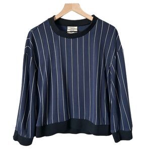Baum Und Pferdgarten Jannet Sweatshirt Top in Navy Cream Pinstripe Size Large